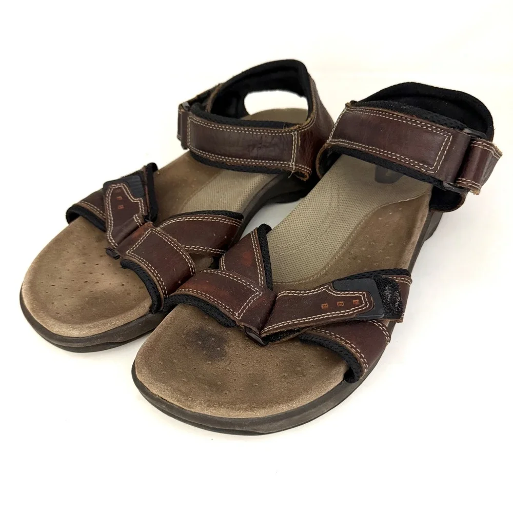 Clarks Mens Brown Leather Adjustable Strap‎ Sports Trail Sandals 14M 78705